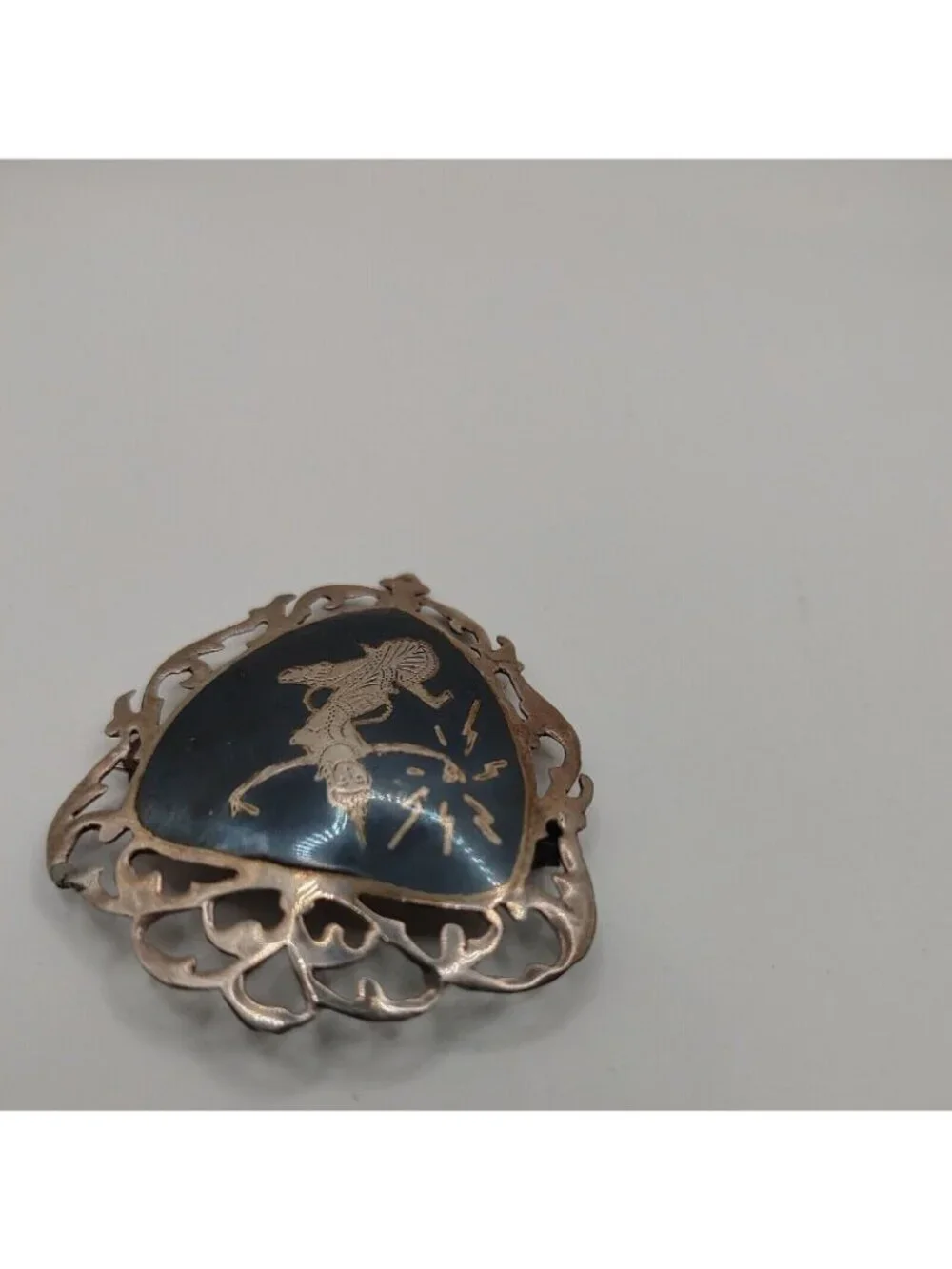 1930's brooch dancer Heart Open work Siam sterling Openwork